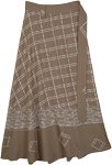 Long Rayon Wrap Around Skirt from India in Brown [7706]