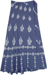 Blue Bayoux Soft Rayon Printed Long Wrap Skirt