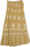 Deep Mustard Block Printed Rayon Wrap Skirt