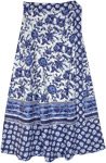Hydrangea Blue Floral Bohemian Wrap Around Skirt