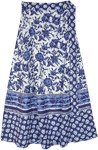 Hydrangea Blue Floral Bohemian Wrap Around Skirt