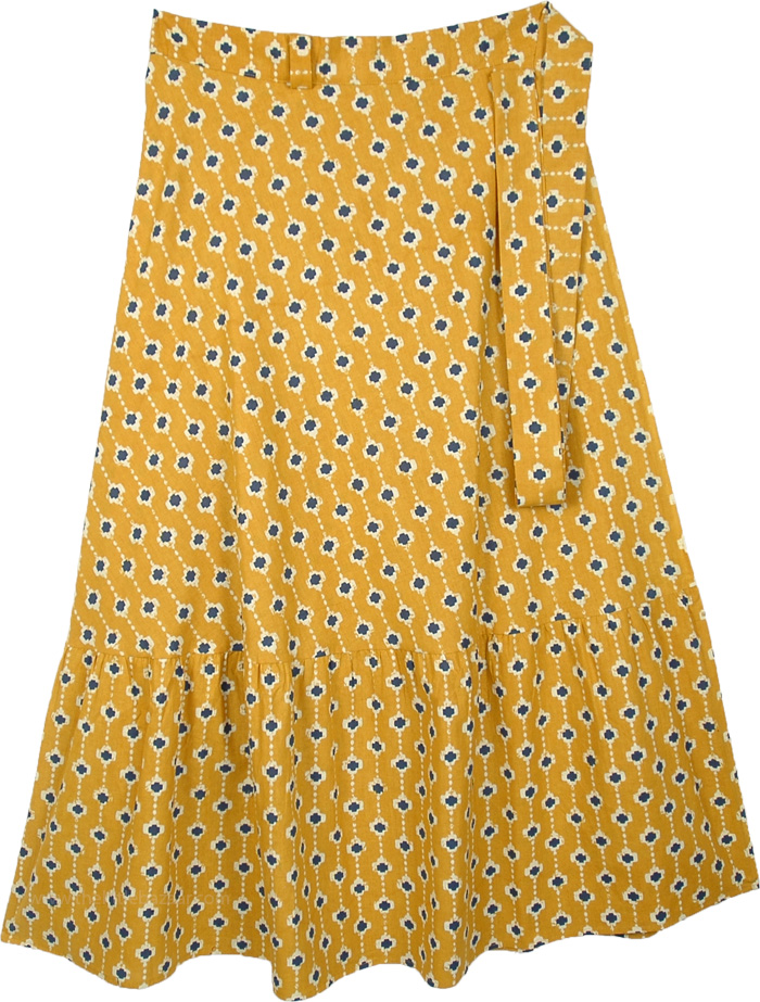 Deep Turmeric Yellow Plus Size Long Wrap Around Skirt | Yellow | Wrap ...