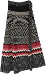 Black White Gypsy Wrap Skirt with Red Accent