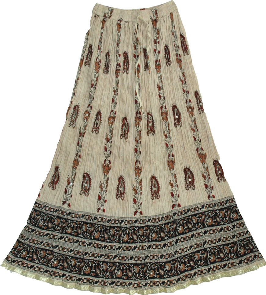 Light Brown Crinkle Summer Long Skirt