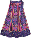 Traditional Printed Vibrant Cotton Wrap Midi Skirt