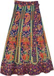 Traditional Printed Midi Length Cotton Wrap Skirt