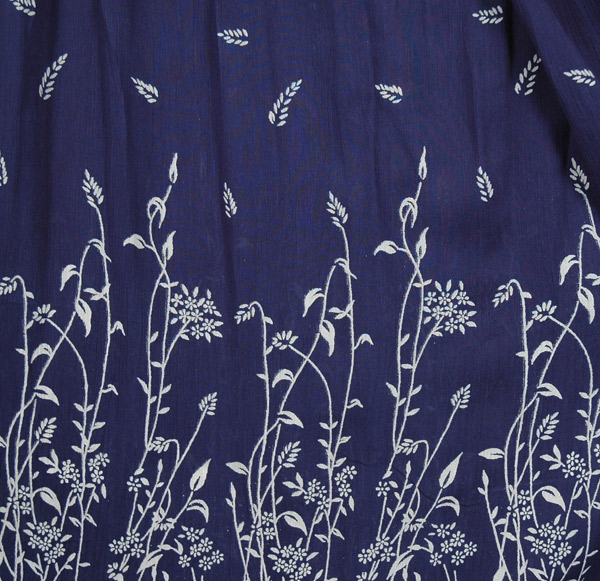 East Bay Blue Leaf Printed Rayon Long Skirt