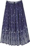 Free Size Elastic Skirt Blue Printed Long Skirt [7723]