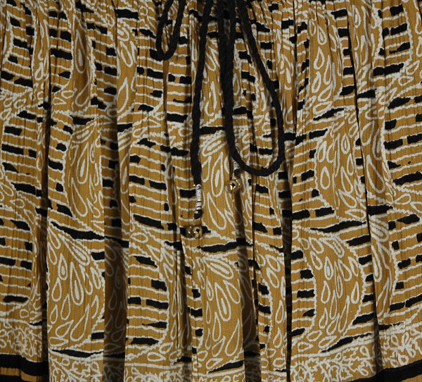 Spiked Mustard Tribal Print Long Boho Skirt