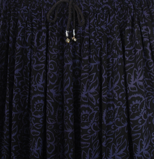 Blue Knight Floral Print Long Gypsy Skirt