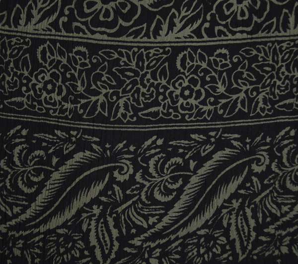 Black and Olive Printed Long Gypsy Skirt
