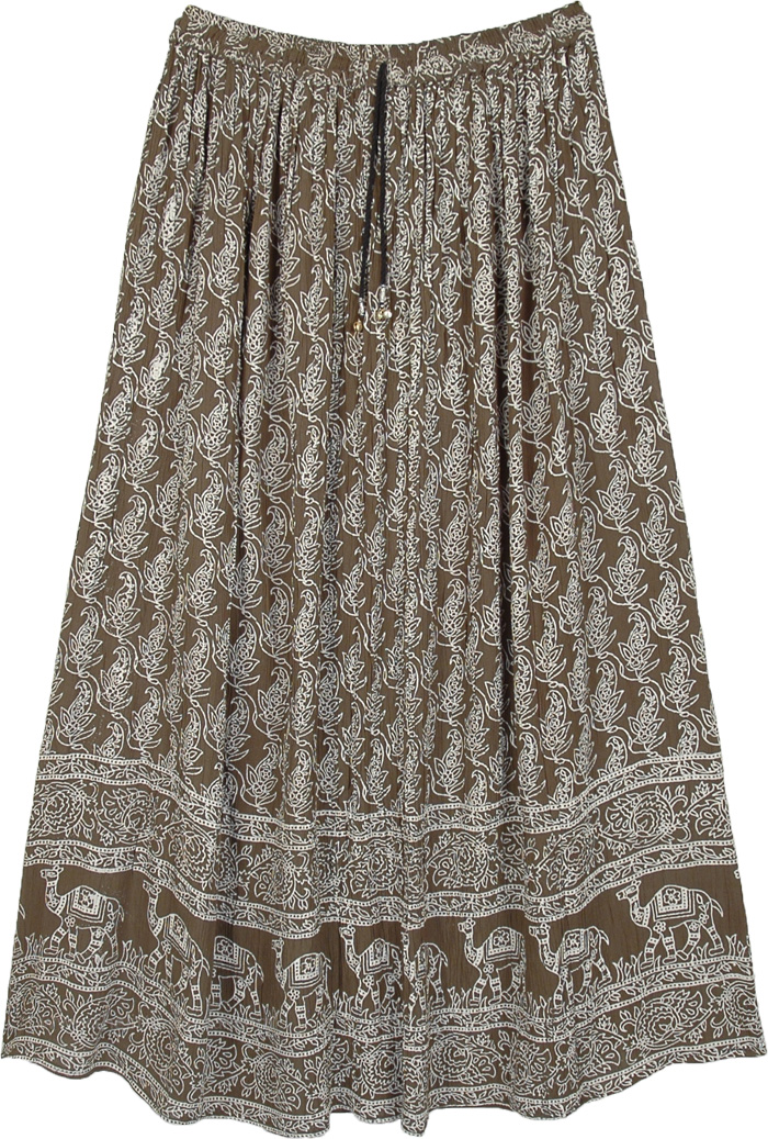 Camouflage Olive Camel Print Long Summer Skirt