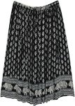 XXL Black and White Skirt in Rayon with Elephant Print [7741]