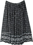 Plus Sized Paisley Printed Black Skirt with Sequins