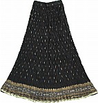 Black Crinkle Long Skirt 