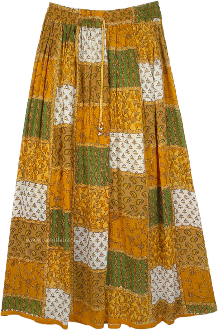 Harvest Hues Floral Rayon Boho Long Skirt