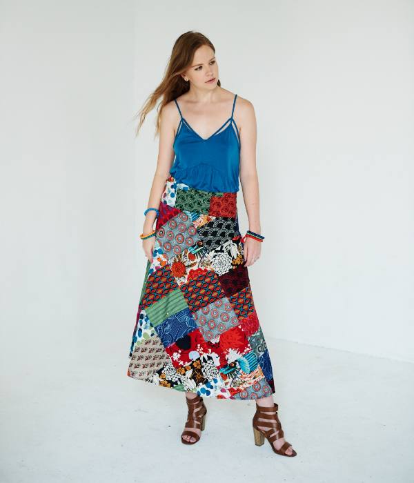 Paris Daisy Bohemian Wrap Around Skirt in Patchwork | Multicoloured ...