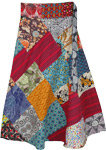 Wrap Around Cotton Skirt with Multicolor Patchwork [7794]