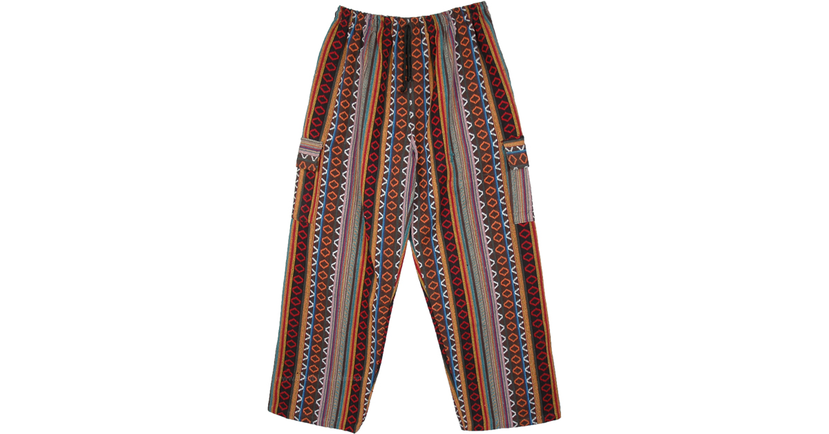 Unisex Boho Cargo Pants Thick Handloom Cotton Pants | Multicoloured ...