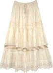 Light Beige Lurex Skirt with Crochet and Tinsel