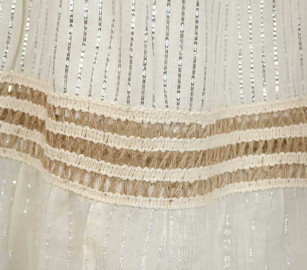 Off White Shimmer Skirt with Eyelet and Tinsel Accents