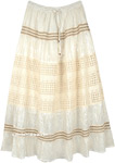 Off White Shimmer Skirt with Eyelet and Tinsel Accents