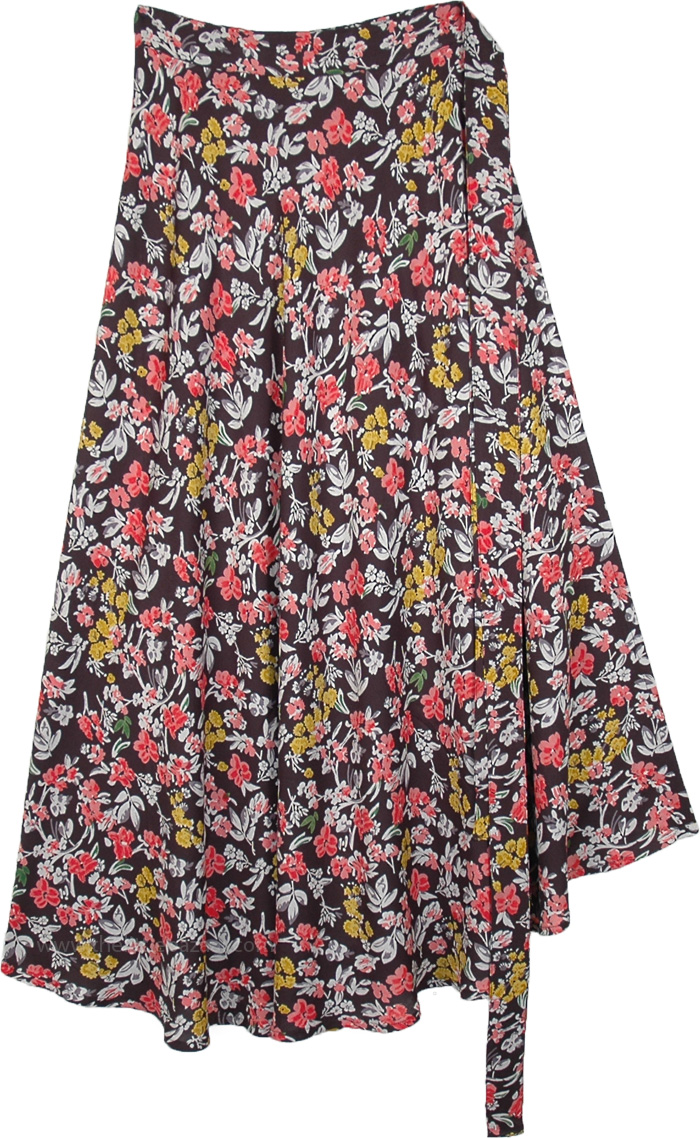 Cheerful Heavy Floral Wrap Around Rayon Skirt | Multicoloured | Wrap ...