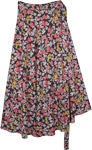 Black and Pink Floral Wrap Around Skirt in Rayon [7829]