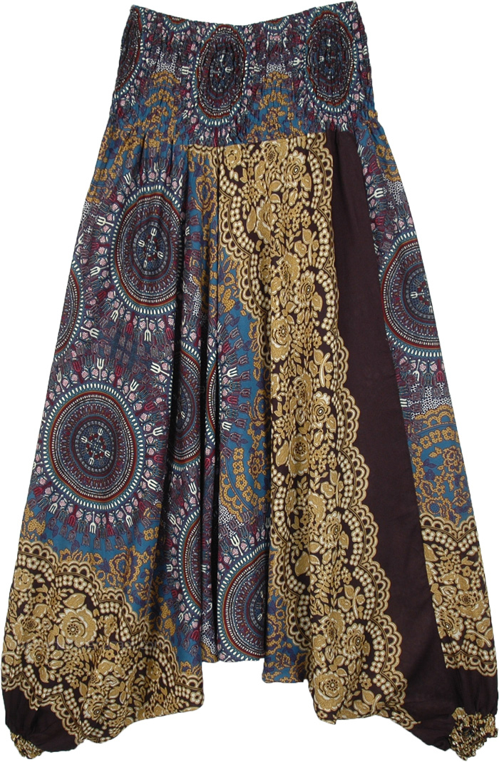 Chic Hippie Aladdin Harem Pants Smocked Waist | Multicoloured | Split ...