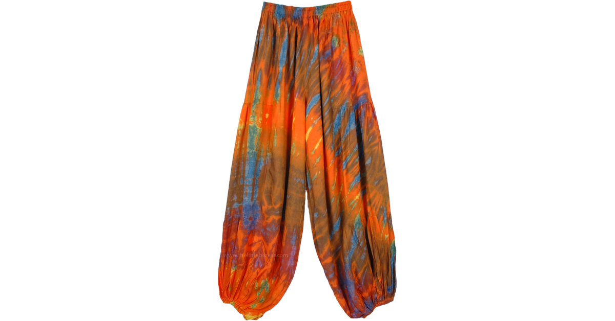 orange smocked waist pants
