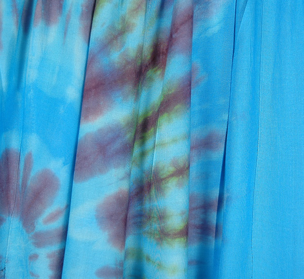 Tie Dye Swirl Boho Harem Trousers in Turquoise Blue