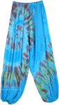 Rayon Hippie Beach Pants in Dodger Blue Tie Dye Swirl [7841]
