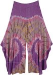 Thai Style Smooth Rayon Pants in Purple with Tie Dye [7842]