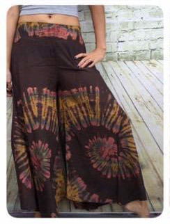 Choco Truffle Tie Dye Swirl Boho Side Slit Pants