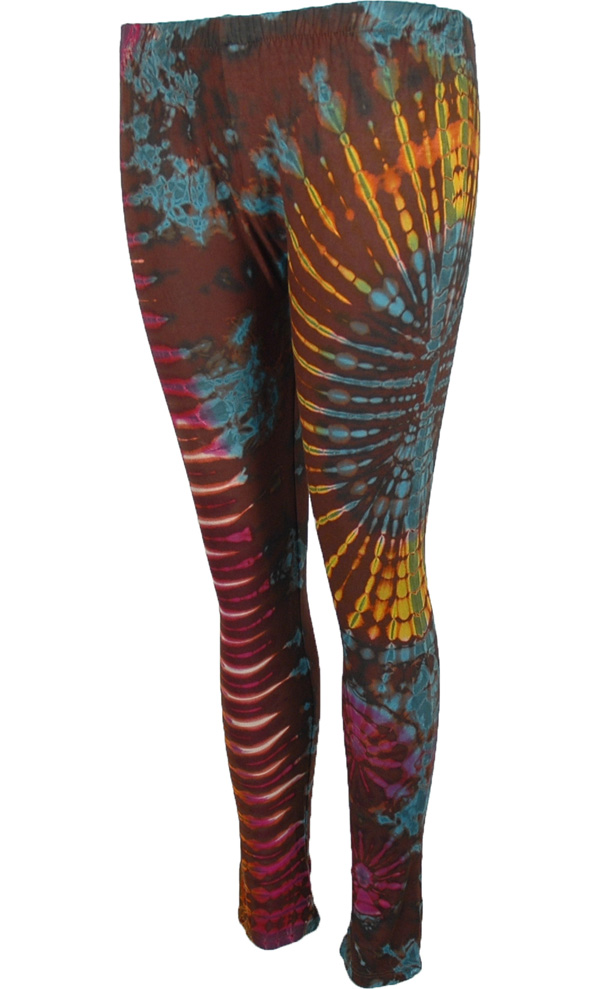 Chocolate Tie Dye Soft Stretch Leggings | Brown | Split-Skirts-Pants ...