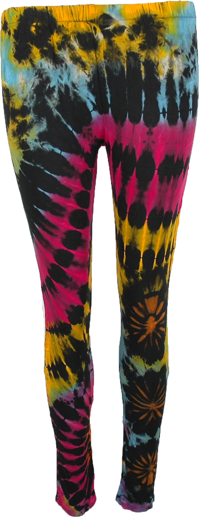 Rainbow Black Tie Dye Soft Stretch Leggings | Black | Split-Skirts ...