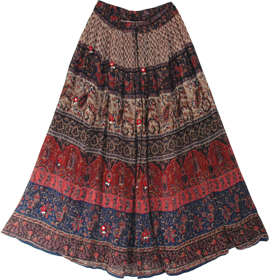 Gypsy Long Skirt w/ Flower Print 