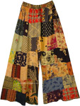 Boho Trousers Rayon Patchwork in Orange Tones [7886]