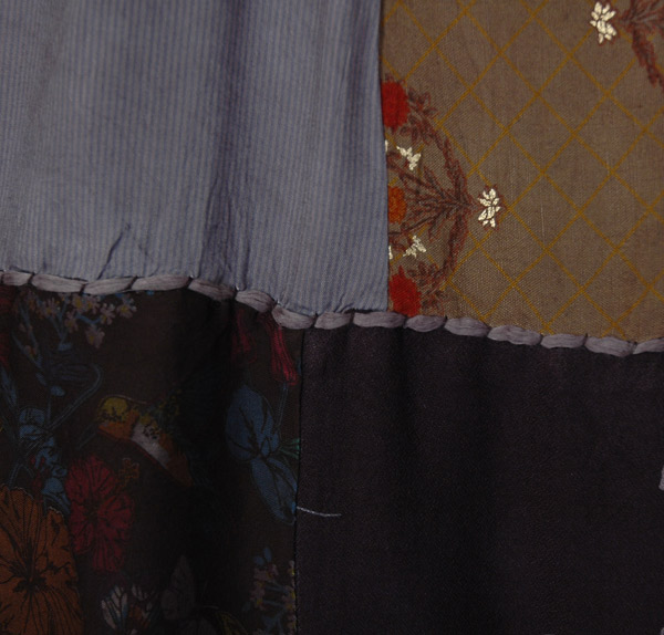 Dusky Grey Patchwork Rayon Long Wrap Skirt