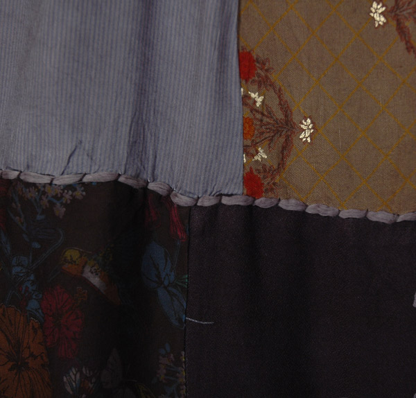 Dusky Grey Patchwork Rayon Long Wrap Skirt