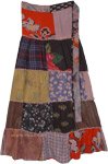 Hippie Patchwork Wrapper Skirt in Funky Mauve Tones [7904]