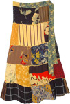 Sunshine Mixed Pattern Patchwork Wrap Around Skirt with Dori