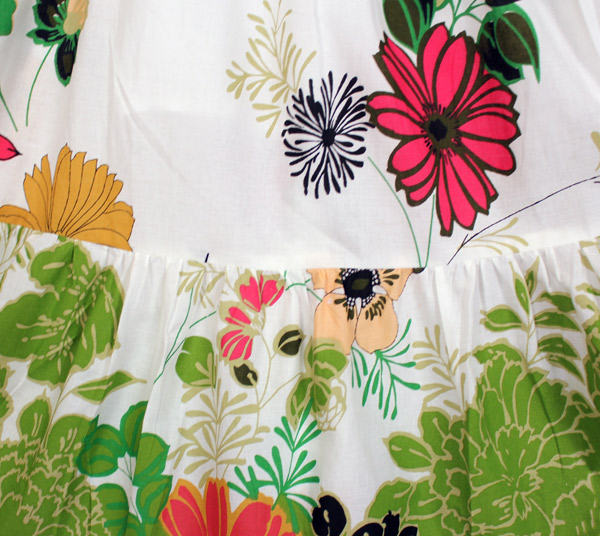 Bright Floral Tiered Printed White Cotton Skirt