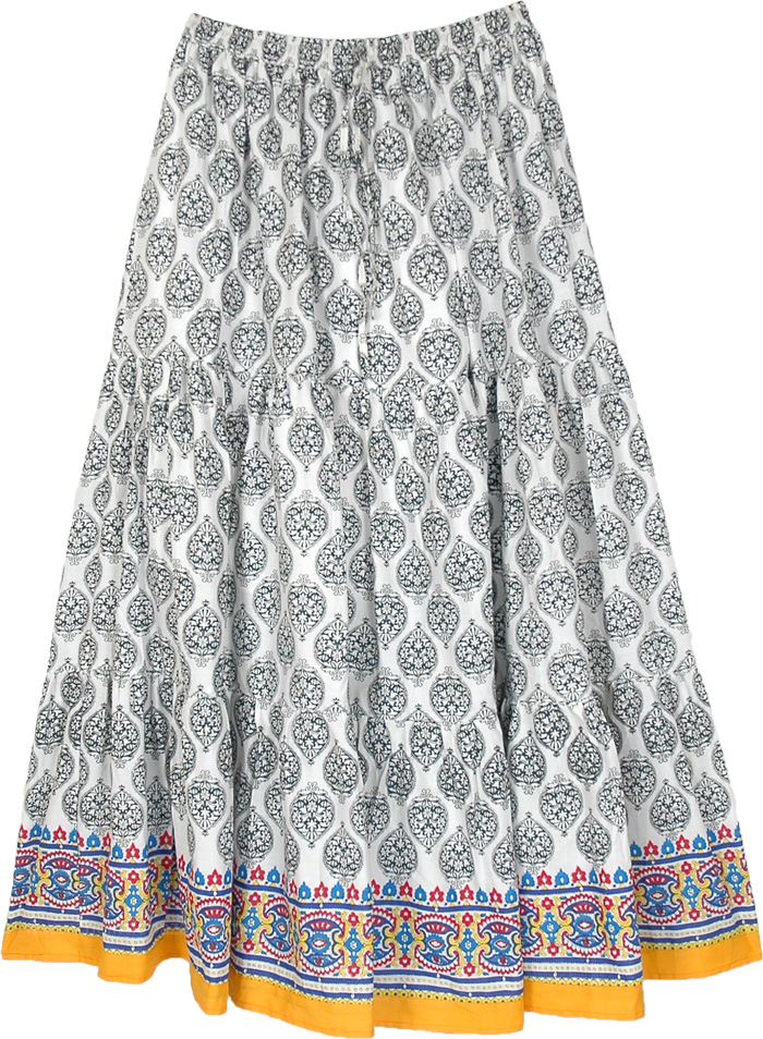 Berlin Boho Long Cotton Tiered Printed Skirt