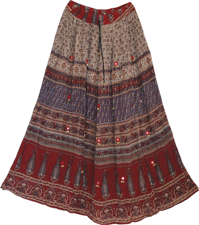 Ethnic Skirt in Red Gypsy Print