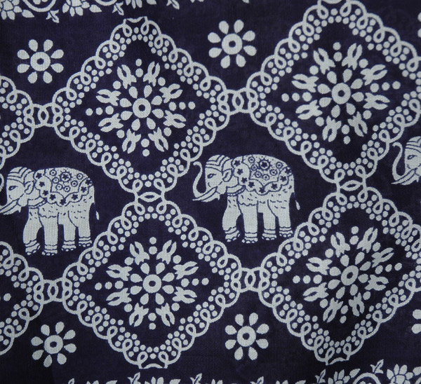 Ethnic Elephant Print Smocked Harem Pants in Blue