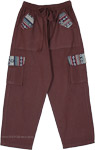 Boho Cotton Pants in Brown with Front and Back Flap Pockets [7977]