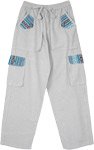 Smoke Gray Unisex Boho Cargo Pants with Multicolored Flap Pockets [7979]