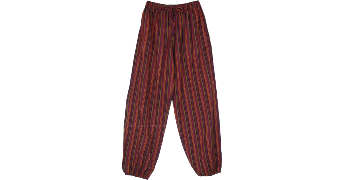 maroon striped pants