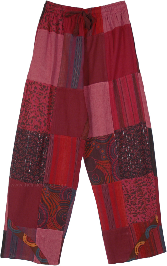 Red Hues Hippie Lounge Patchwork Cotton Pants